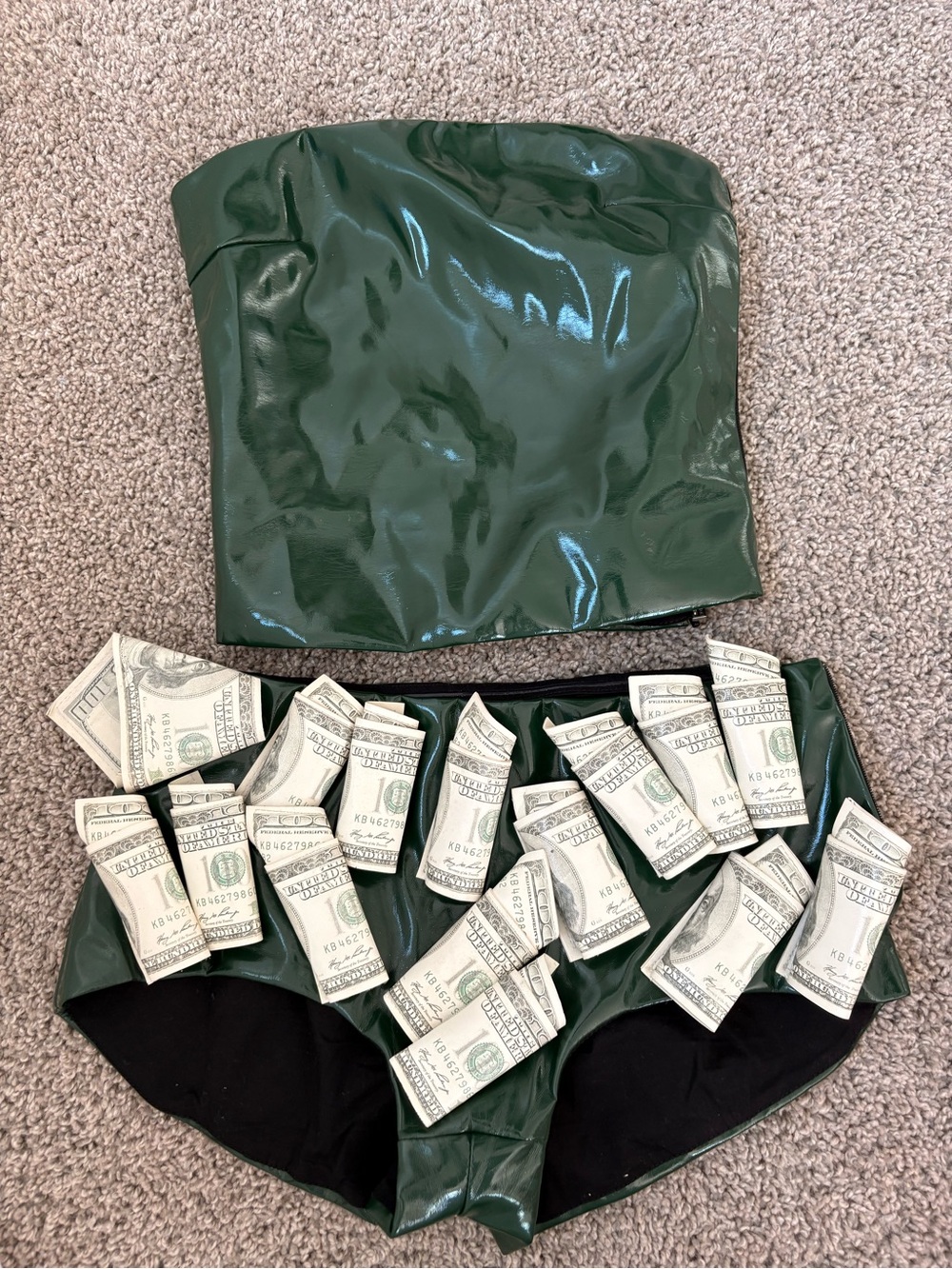 CULTNAKED Dark Green Patent High-Waist Shorts